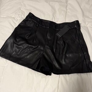 NEW Forever 21 Black Faux Leather High Waist Shorts